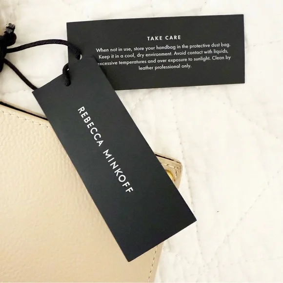 NWT Rebecca Minkoff Megan Leather Tote Stone Gold Accent NEW - Picture 3 of 11